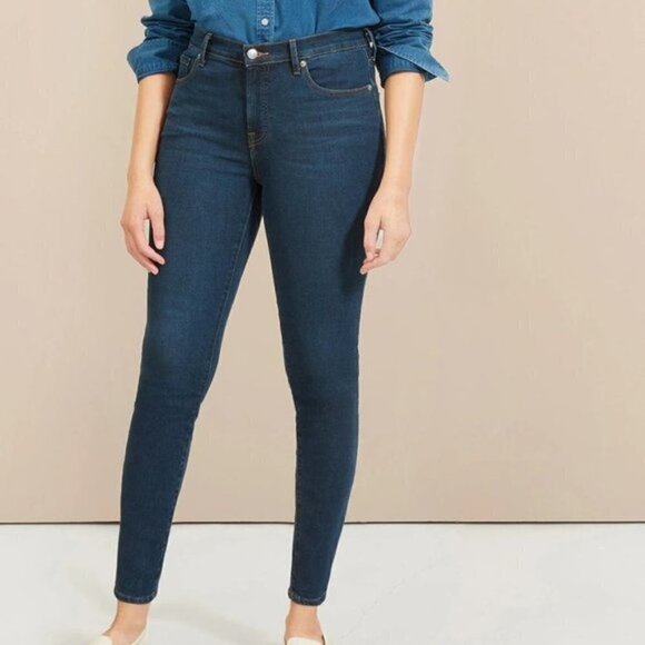 Everlane The Authentic Stretch Mid-Rise Skinny Jean Dark Wash - Picture 1 of 7